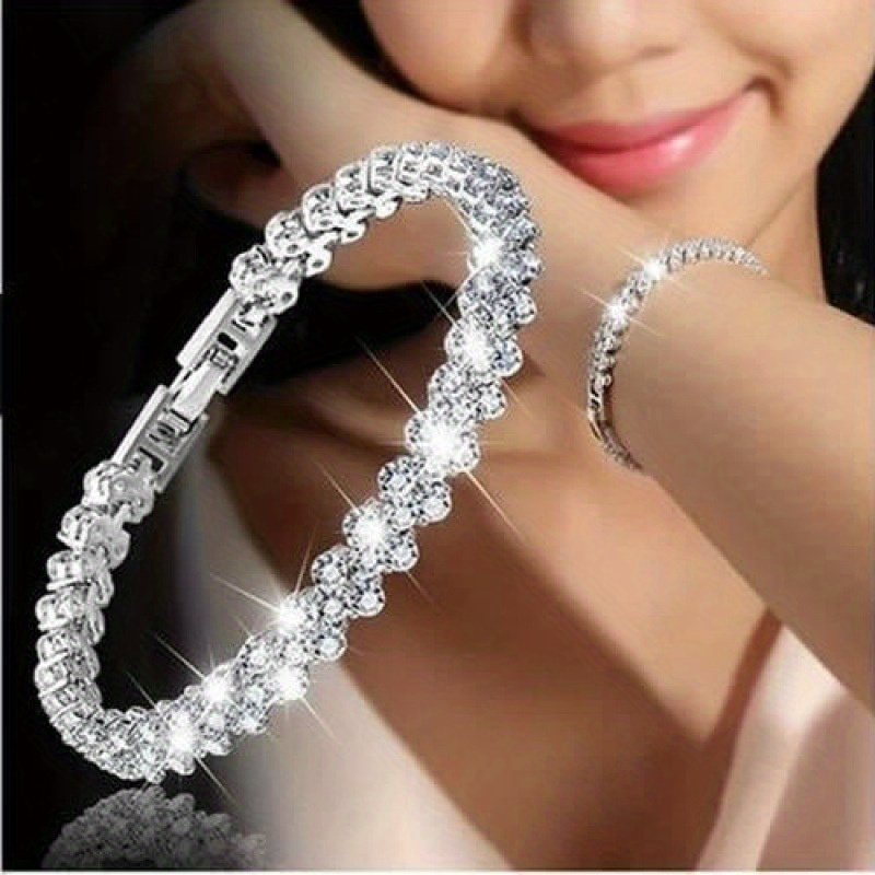 TEMU 1 Bracelet , Cadeau Unisexe, Cadeau de Mariage, Bijou Bracelet Manchette à Chaîne Or Rose/Argenté