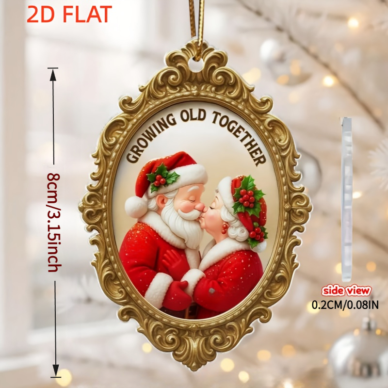 TEMU Ornamento natalizio acrilico 2D piatto, di e signora , 2D piatto, decorazione natalizia, ornamento da appendere all'albero di Natale, regalo per