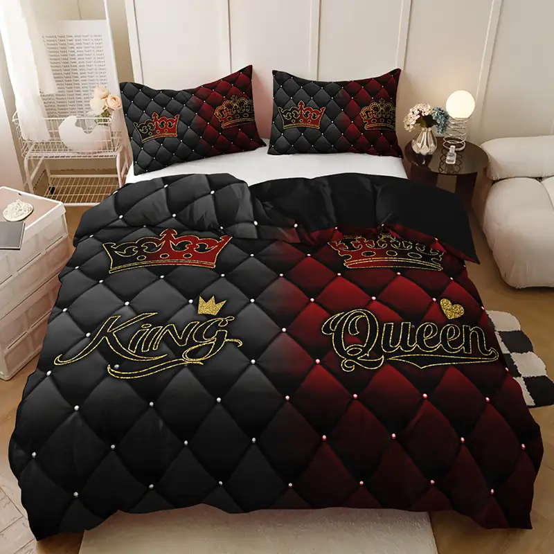 2 3pcs luxury dark red bedding set 1 fitted sheet 1 2 pillowcases excluding pillows high definition print for home dorm use Product details 2