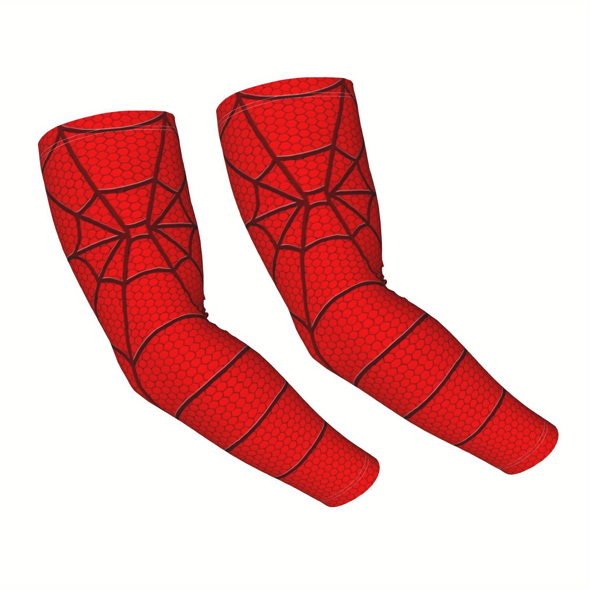 TEMU Spider Hero American Movies Long-sleeve Gloves Unisexcooling Arm Sleeves With Half Finger Gloves