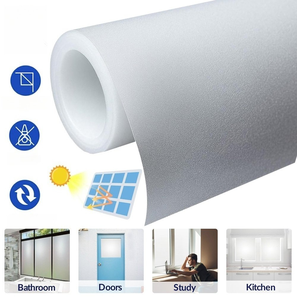 Self-adhesive Opaque Privacy Window Film Reusable Frosted Glass Sticker 90x200cm For Kitchen Bathroom Office Hotel