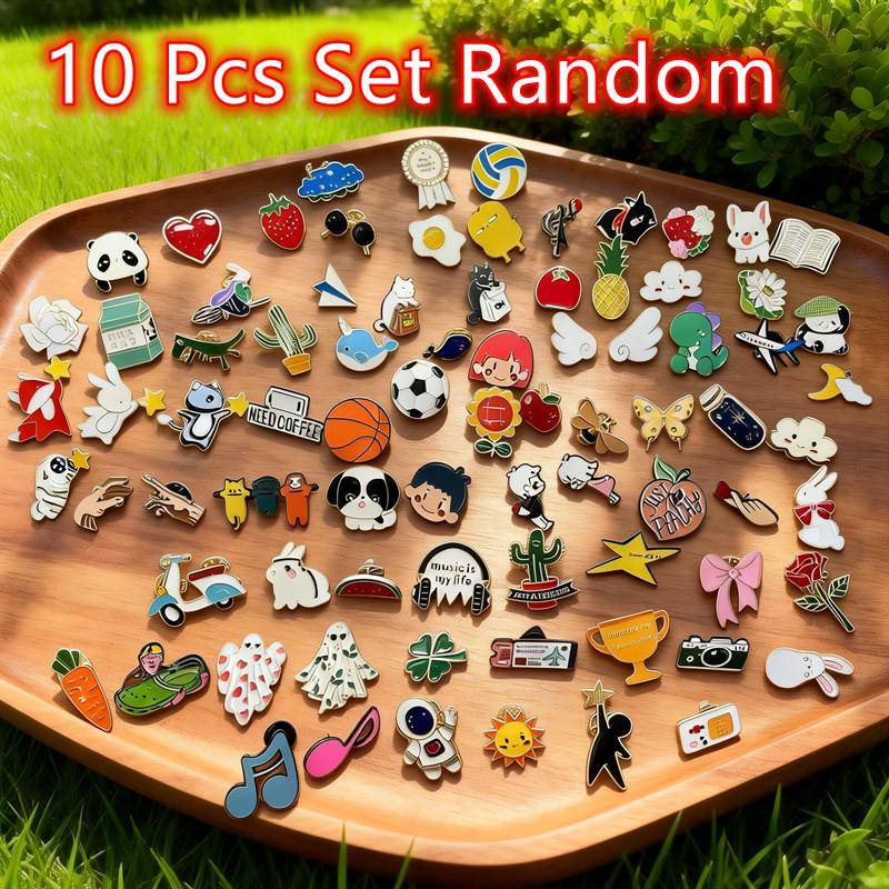 TEMU 60/20/10pcs Set Random Cute Enamel Pins Bulk Brooches Button Pins Aesthetic Funny Cartoon Plant Animal Enamel Pin For Backpacks Bag Hat Badge