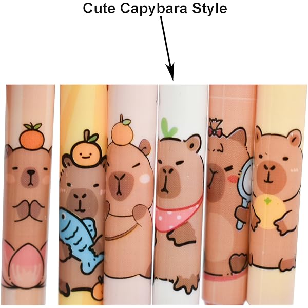 12pcs retractable capybara rollerball gel pens novelty cartoon animal pen black ink for school party office, cute gel pens, fancy pen, needle tip pens, school pens, cute pens bulk, office stationery, school supplies, novelty design, fun stationery, durable construction, fine point tip, retractable pens, students, stationery lovers Product details 2