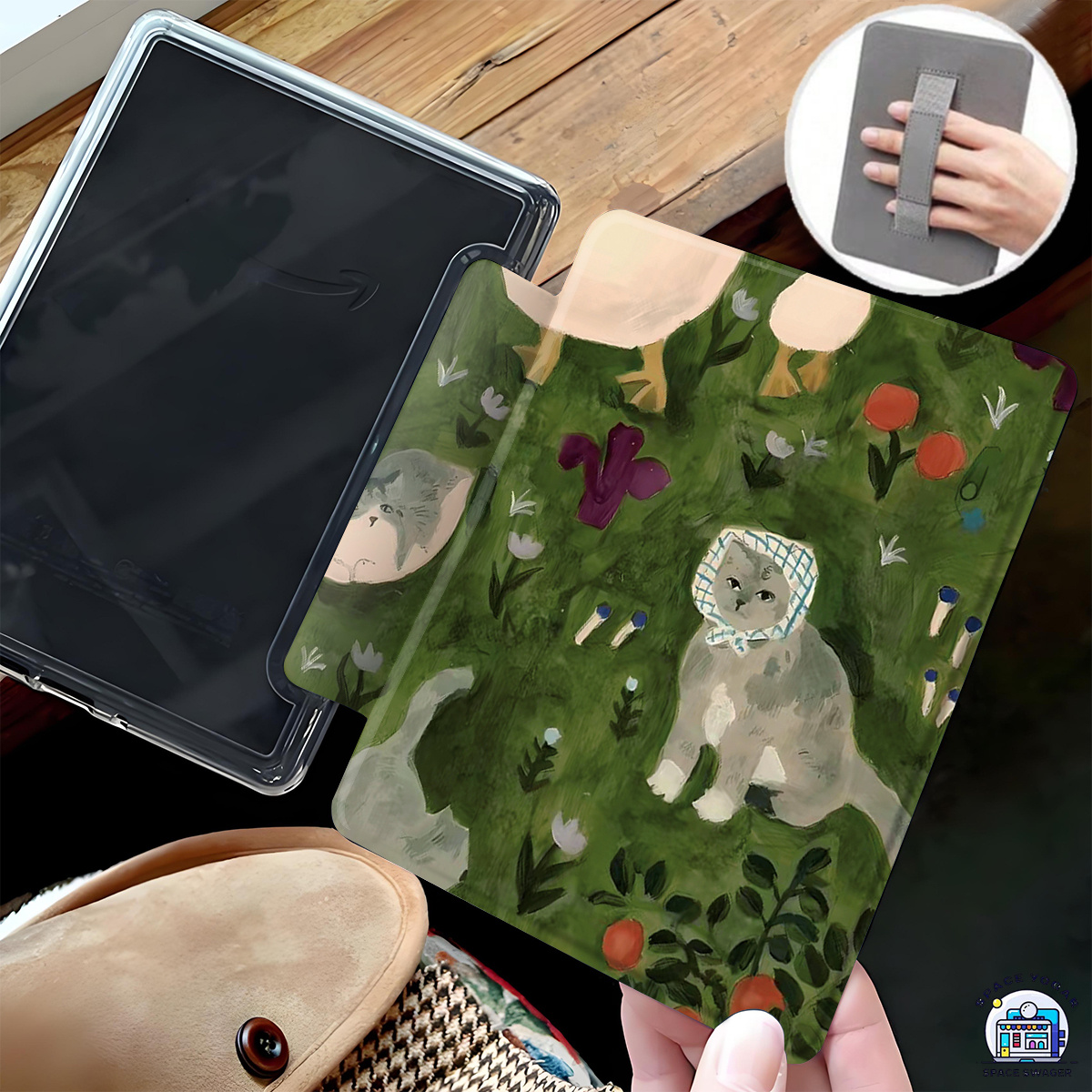 TEMU Green Animals Case For 7/6.8/6 Inch Paperwhite(12th/11th/10th/8/7/6/5th Generation-2024/2025)| , And Transparent Tpu Back Cover, Painted