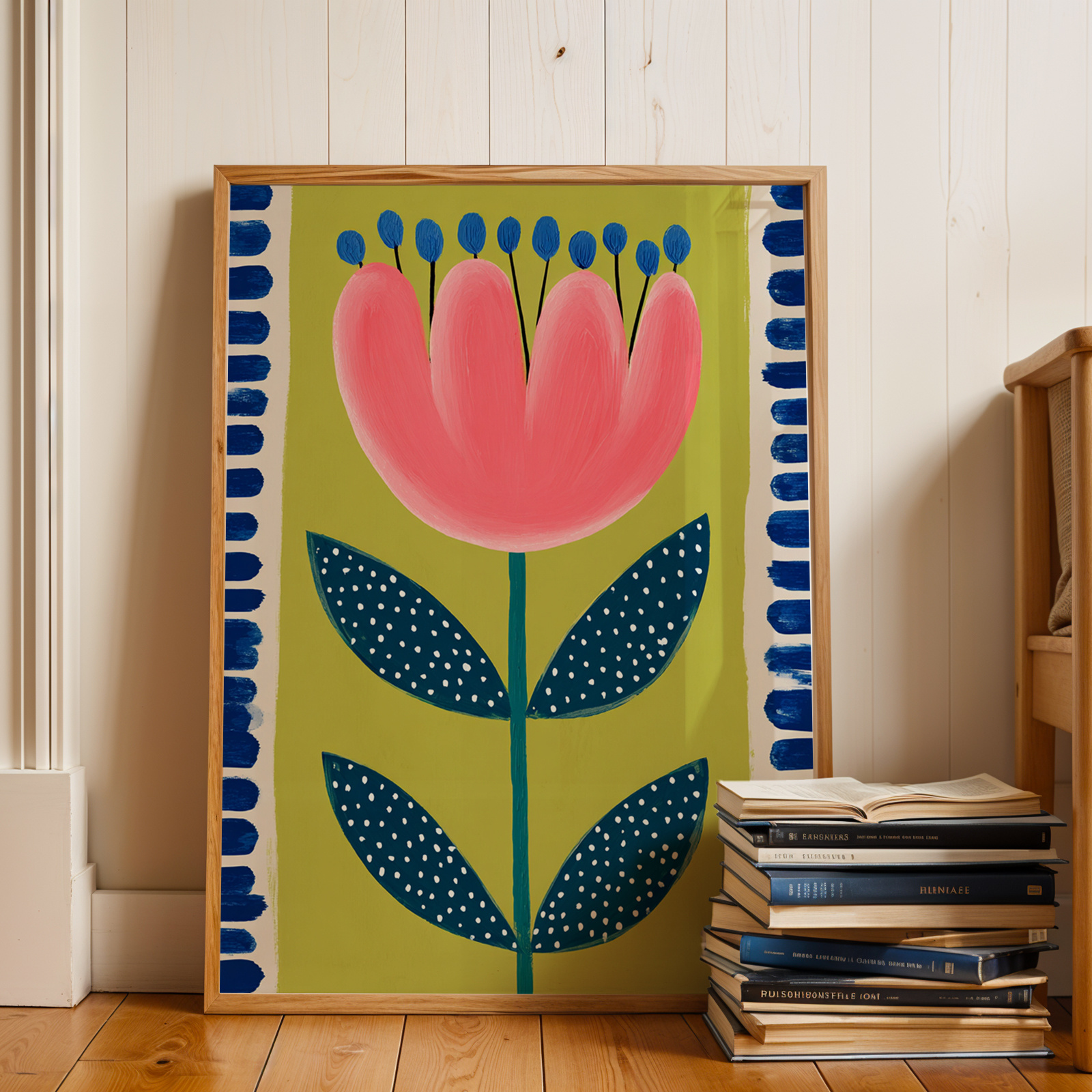 TEMU 2d Flat, 2d Flat, A Single Item, Wall Decoration, Botanical Poster, Colorful Plant Art Print, Red Flower Canvas Artwork, Decor For Bedroom
