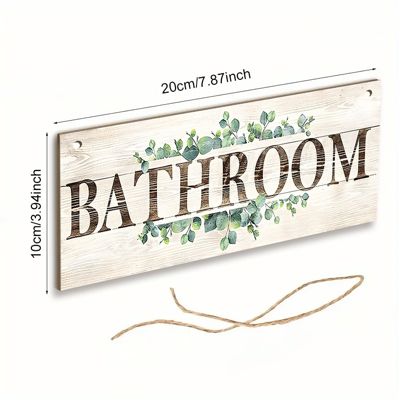 TEMU Plaque Murale en Bois Vintage 2D à Suspendre - Décoration Rustique avec Feuilles Vertes pour Porte de Salle de Bain ou Porche, Design Facile à