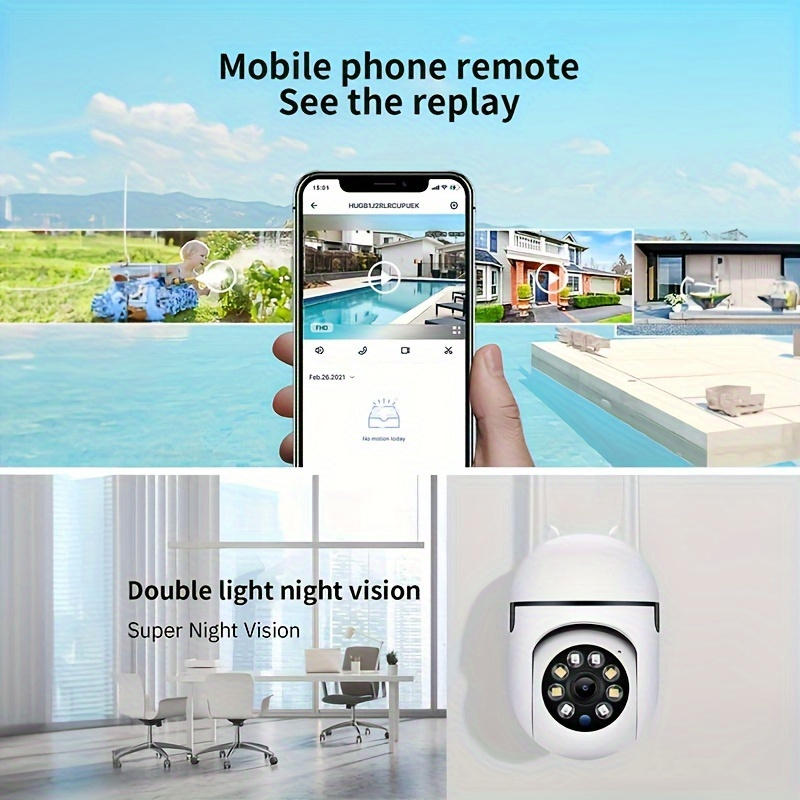 1pc hd 1080p wifi security cameras wall mount 2 way audio wireless security camera pan tilt   wi fi smart   camera 355 horizontal 90 vertical pan indoor   details 5