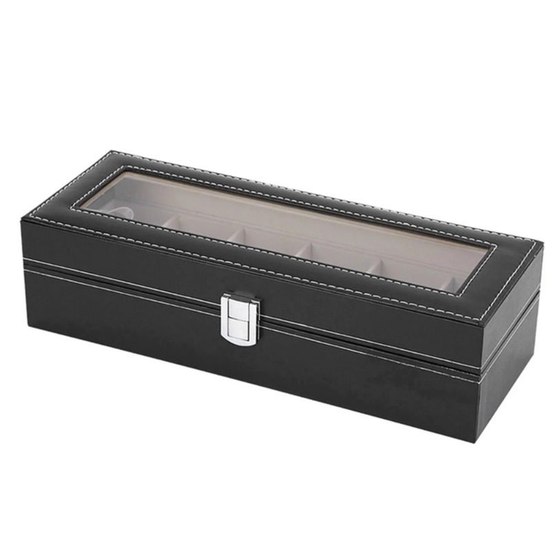 Elegant 6-slot Watch Display Box With Soft Removable Pillows & Metal Clasp, Premium Jewelry & Watch Storage Case, Stylish Design For Home Display & Ideal Gift