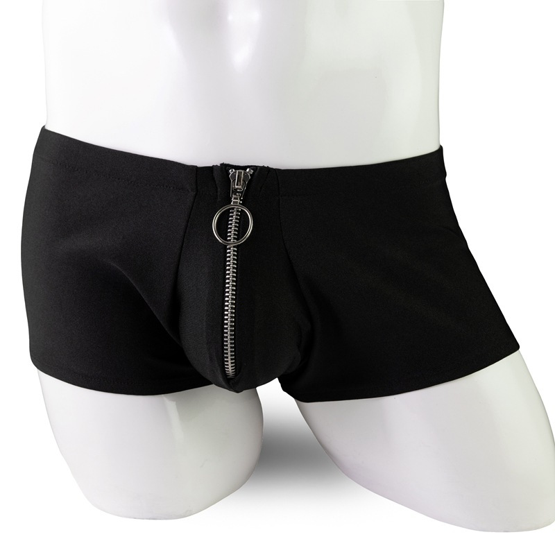 2pcs Low Waist Briefs New Style Men's Underwear with Front Zipper Black Red