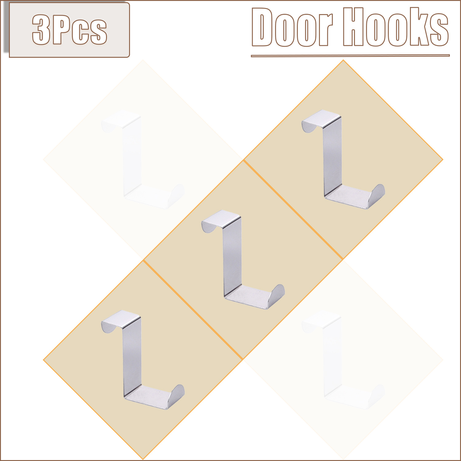 TEMU 3pcs Door Hooks, Cabinet Drawer Hooks, Stainless Steel Over Door Hooks, Z-shaped Hanger For Hanging Towels, Clothes, Coats And Various Kitchen,