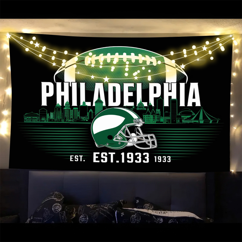 

1pc Philadelphia Sports Themed Tapestry, 85gsm Polyester Wall Hanging, Woven Football Design, No Electricity Needed, Bedroom, Living Room, Dorm Decor