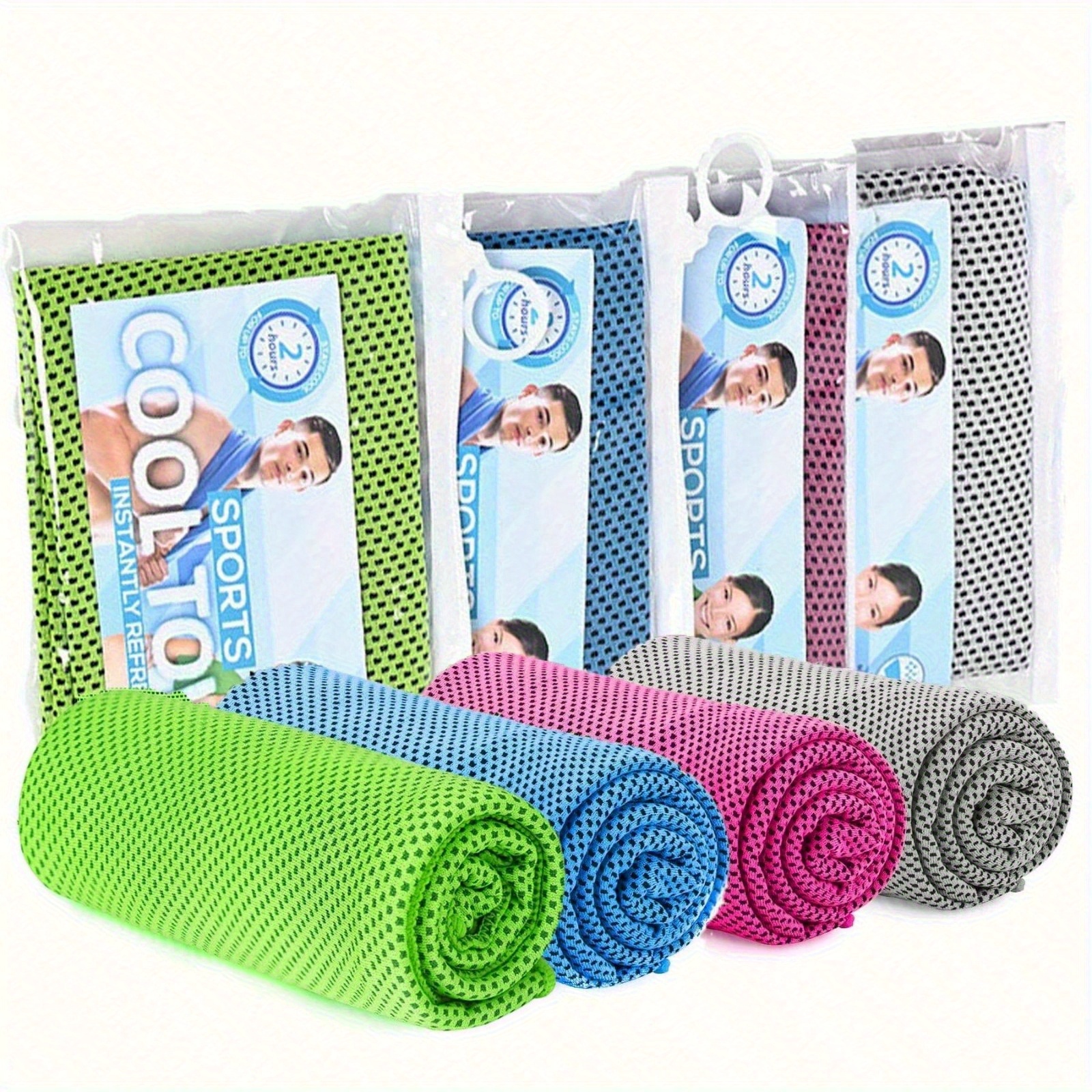 TEMU Paquete de 4 toallas de invierno 'Hot' y 'Cool' - Toallas suaves, transpirables y de secado rápido para deportes, gimnasio, yoga, running, con