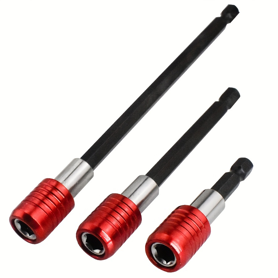 TEMU 3-tlg. rotes Schnellspann-Magnet-Bohrerhalter-Werkzeugset, Bohrer-Clip, 1/4 Universal-Sechskantschaft, 2-4-6 (60mm-100mm-150mm)