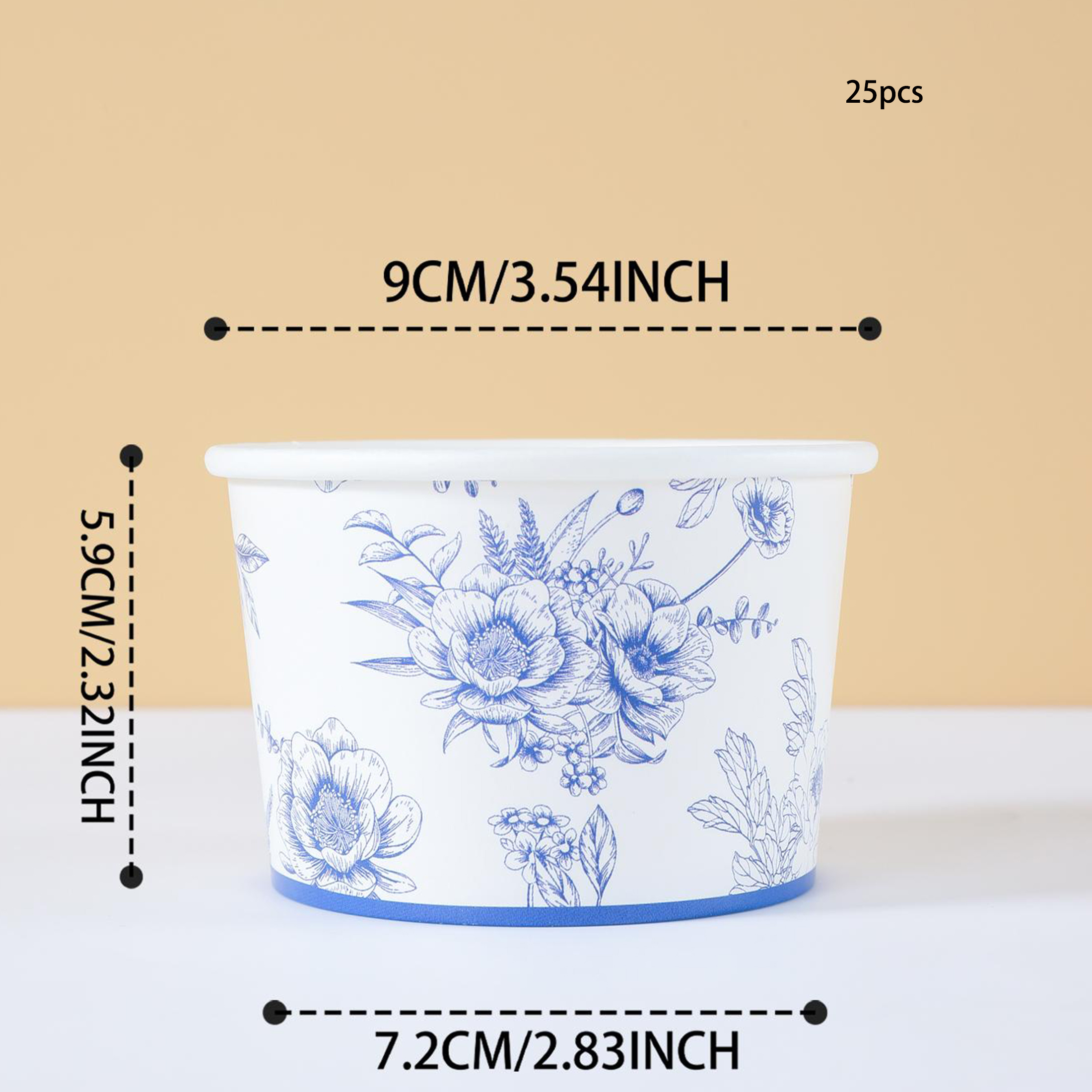 Image of 10/25pcs Paper Bowls, White With Blue And White Porcelain Pattern, Party Decorations, Party Bowls For Birthday Parties, Gatherings, Gift Parties, Celebrations, And Decorative Supplies Gifts