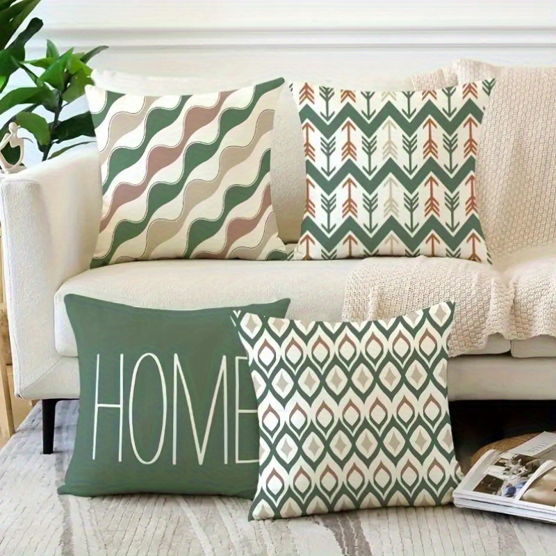 4pcs retro geometric pillow covers double sided 2d printed soft plush pillowcases with zipper closure machine washable multiple sizes 20x20in 50x50cm for living room bedroom sofa decor bedroom accessories   patterns durable fabric covers 2d flat Product details 5