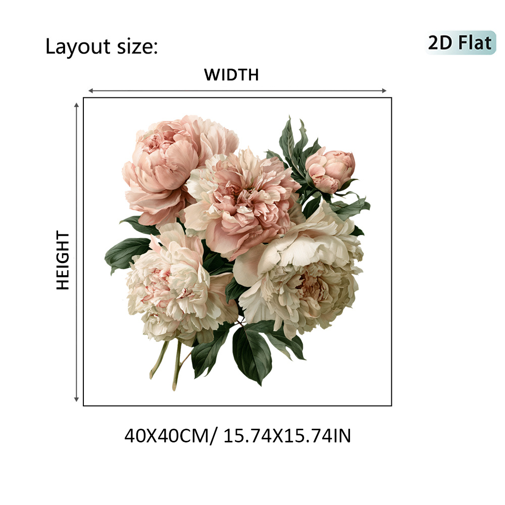 TEMU 2d Flat 1pc Bedroom Wall Decor, Floral Arrangement Bedroom Stickers, Garden Flowers Wall Decoration Stickers Wall Stickers Decor, For Bedroom,