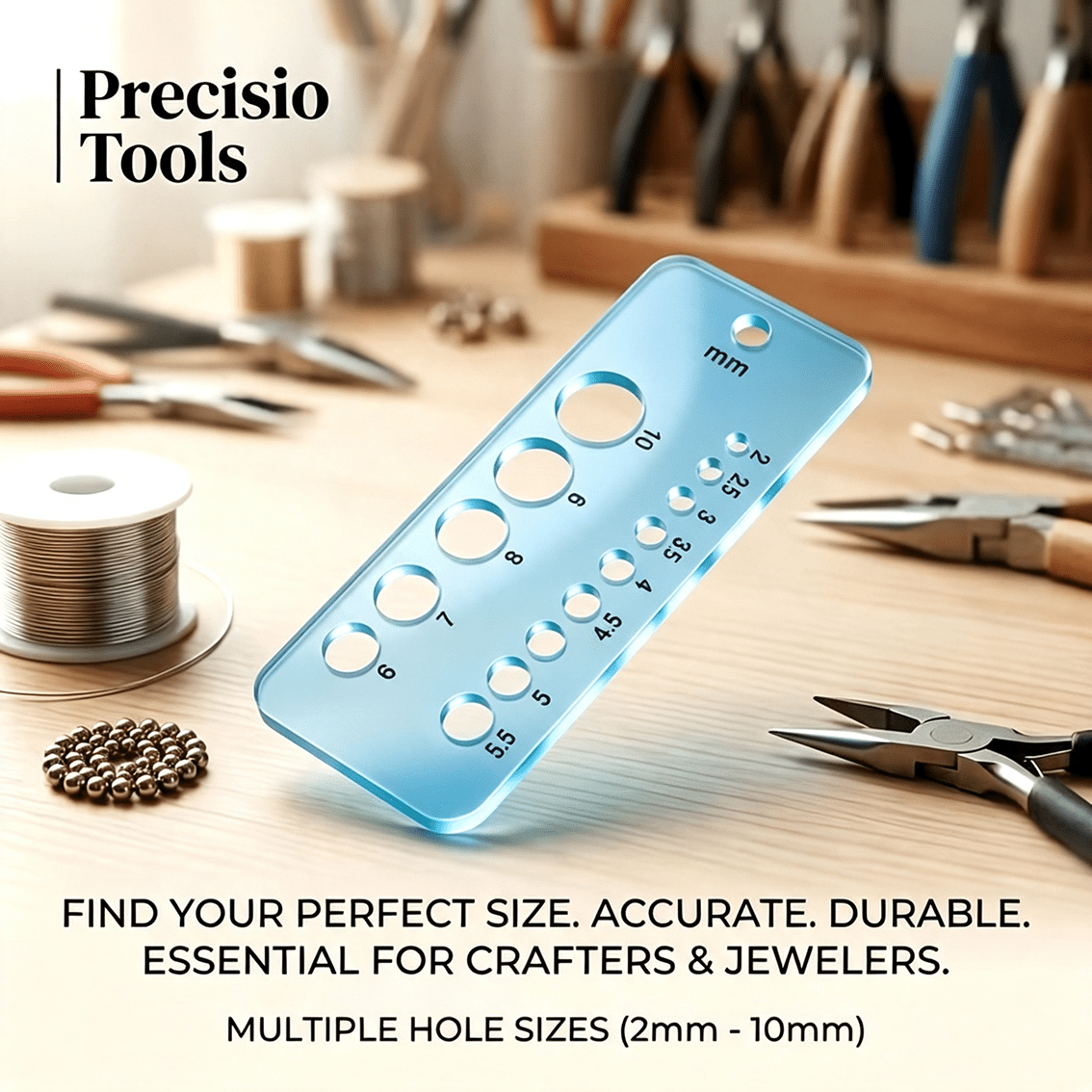TEMU Jauge de pour taille de crochet, Règle de mesure pour loisirs créatifs, Règle de mesure du diamètre des perles à tricoter