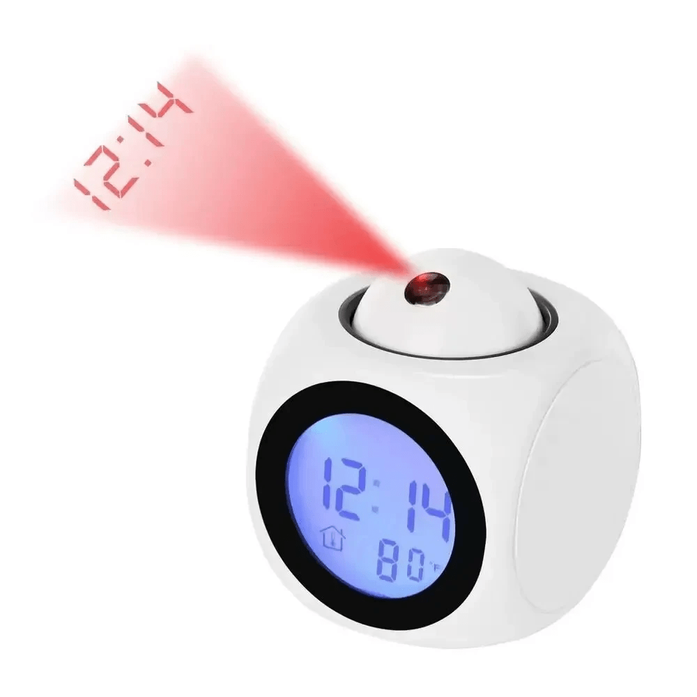 TEMU 1pc Alarm Clock | Ceiling Display, Pause, Voice , Temperature Display, Plastic Material, Square Shape, Requires Aaa Batteries (not Included)