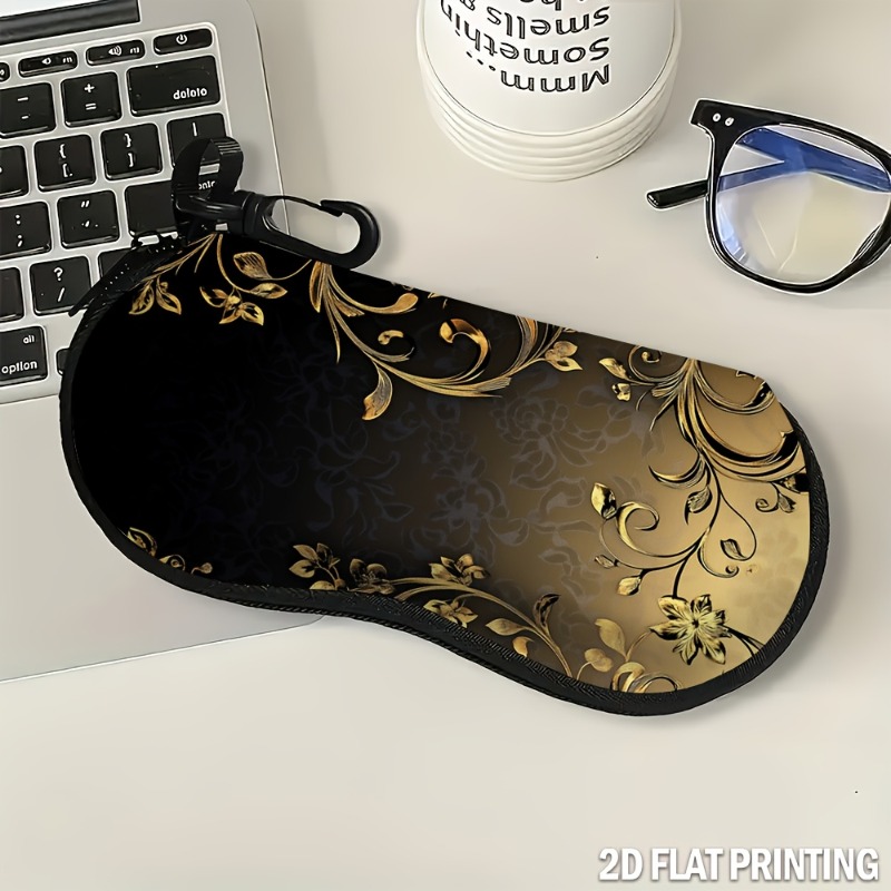 item picture 1pc single size elegant brocade glasses   phone use bag luxurious black   pattern glasses storage box smartphone storage bag durable glasses case