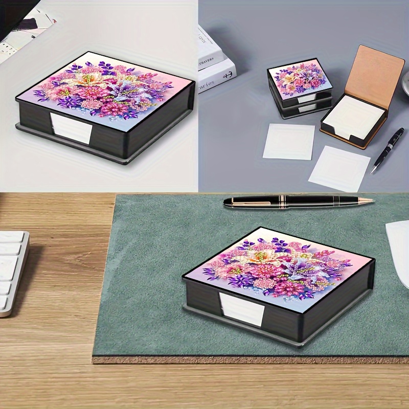TEMU 1 Diamond Painting Set Bookmark Box With Free 160 Sticky Notes, Notebook Made Of Faux Leather, High-end Business Negotiation Gift Suitable For