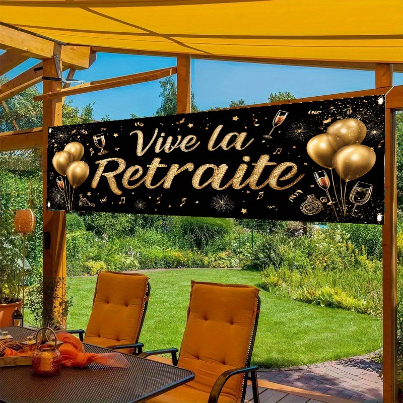 TEMU Bannière d'impression plate 2D, 2D Plate - 2D Plate - 2D Plate, 1pc Plate, ()S, , avec des ballons dorés et du champagne, avec un motif doré -