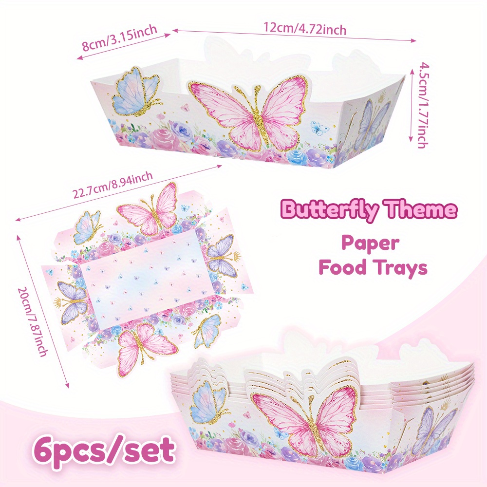 6/12pcs Snack Trays, Pink Purple Gradient Disposable Food Boats For Garden Party, Bridal Shower, Anniversary, Birthday Dessert Table Decorations