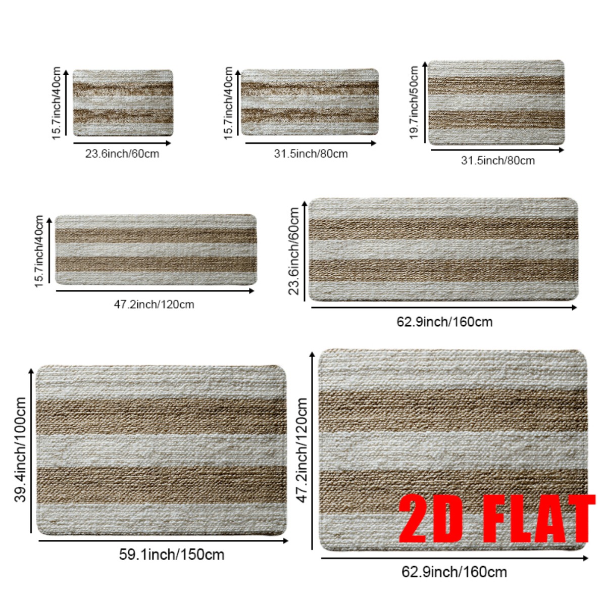 TEMU 2d Flat, 2d Flat, 2d Flat Mat, 1pc Soft Flannel Bathroom Anti-slip Mat With Elegant Beige And White , Durable And Absorbent Backing, Ideal For
