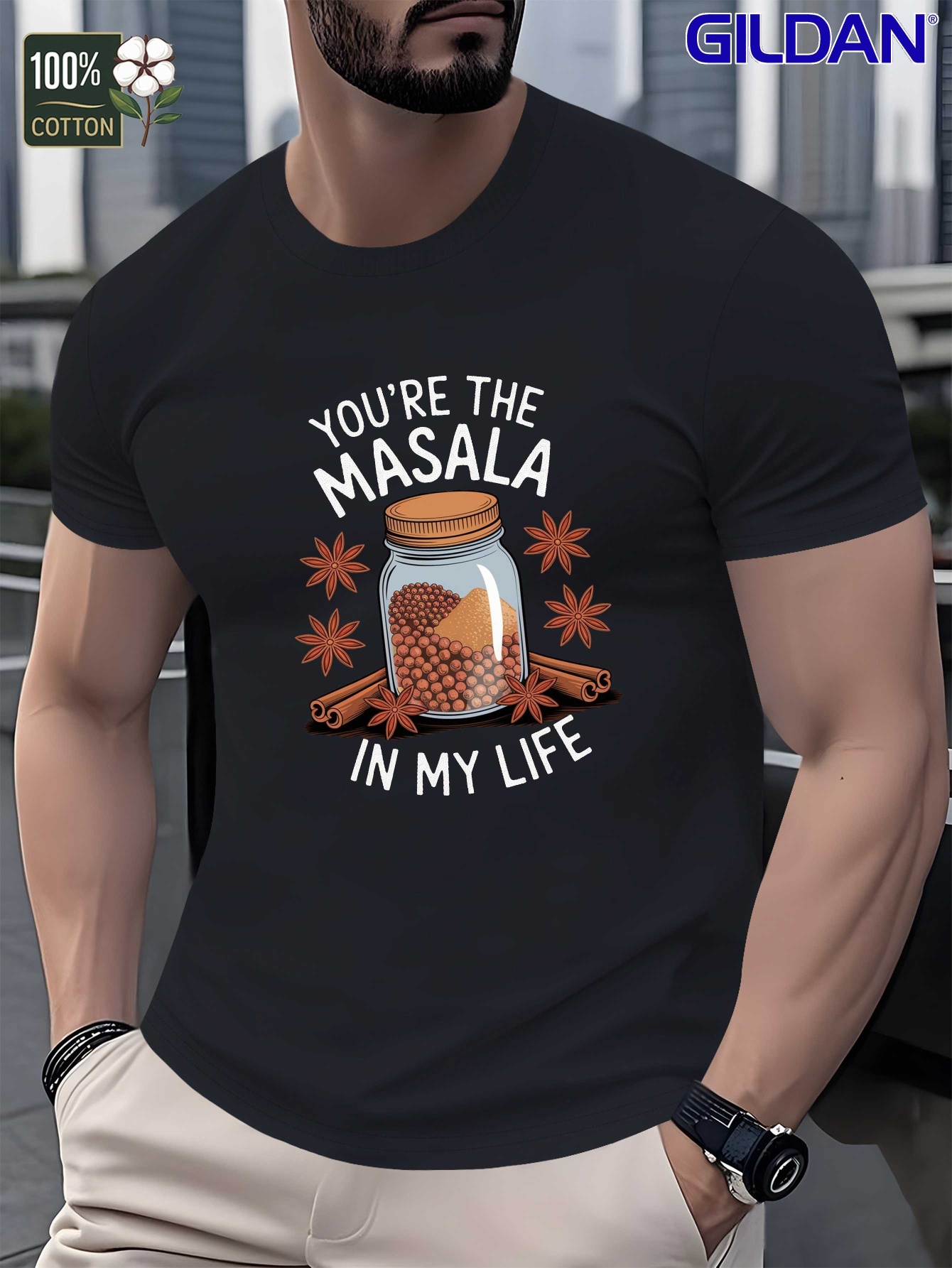 Men's Indian Curry-Themed T-Shirt - 100% Pure Cotton "You're The Masala In My Life" Slogan with Chili & Cumin Design - Casual Summer Tee for Indian Lovers (Masala) - Comfort Fit Gift Apparel 80fbacd8fff84f07a49444a89f5b8d66 Goods