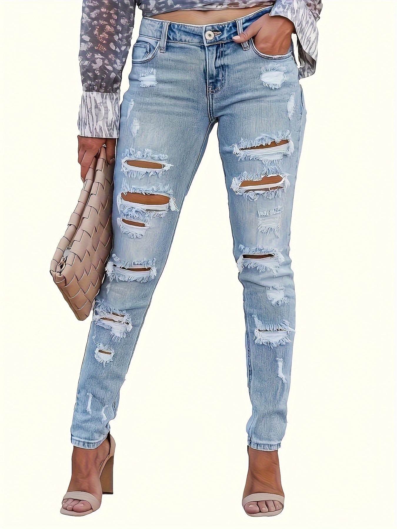 womens ripped jeans sold on Temu United States
