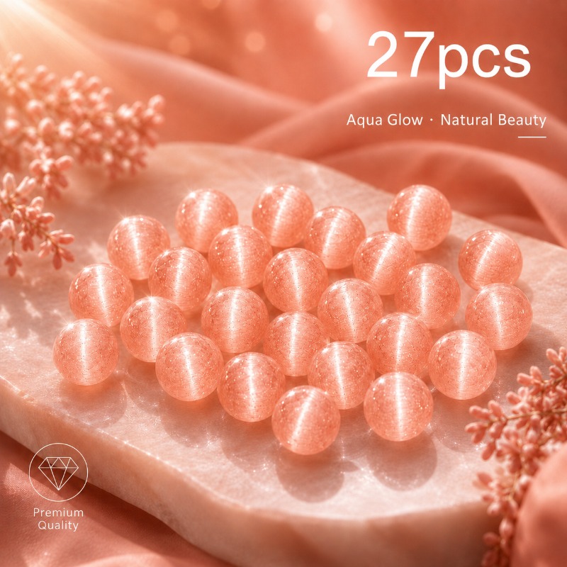 TEMU 27pcs Grapefruit-colored Glass Loose Beads, Material, Diy Beading, Handmade Crafts, Decorative Supplies, Suitable For Keychains, Bracelets,