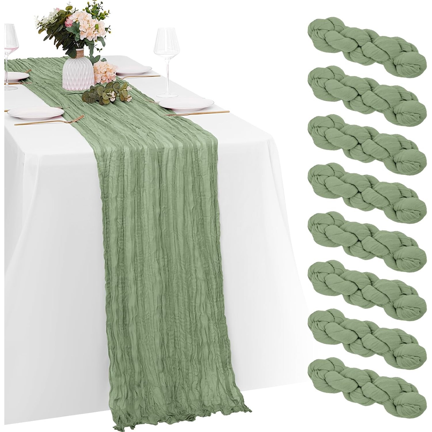 TEMU Juego de 8 de mesa de tela de de 20X120 o 20X71 pulgadas, de mesa de gasa de tela de queso de 6/10 pies, de mesa transparente para decoración de