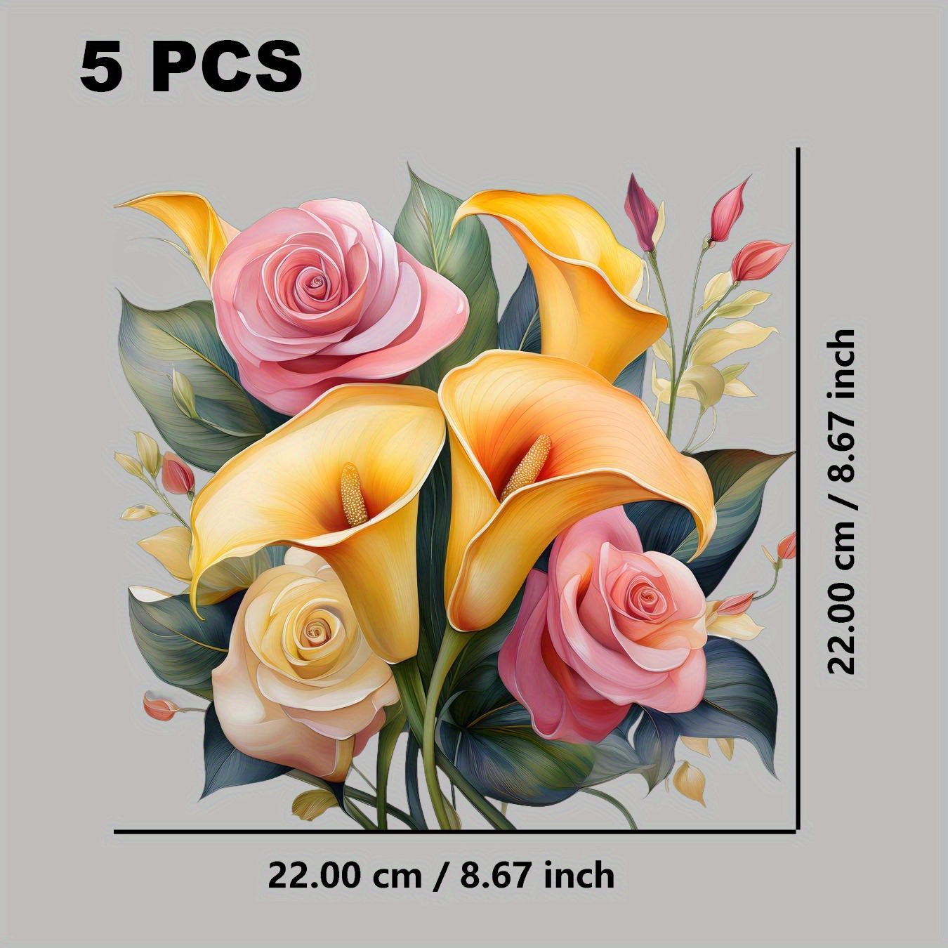 TEMU 5pcs Set Of Yellow And Transfer Iron-on Applique Iron-on Suitable For Ironing Denim Jeans T-shirts Dtf T-shirts Canvas Bags Backpacks Pillows