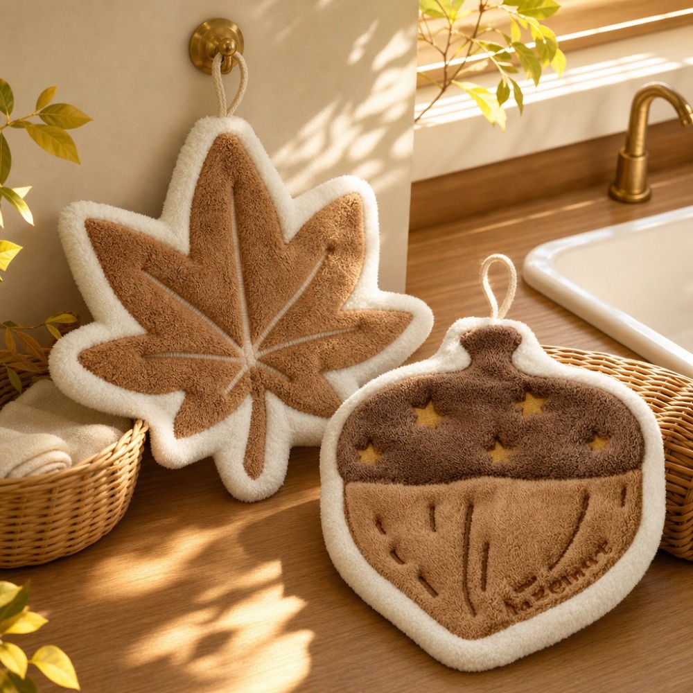 2 Pack Fall Themed Hand Towels, Absorbent Soft Maple Leaf & Hanging Kitchen Towels, Decorative Quick-dry Towels For Bathroom, Kitchen, And Autumn Home Decor