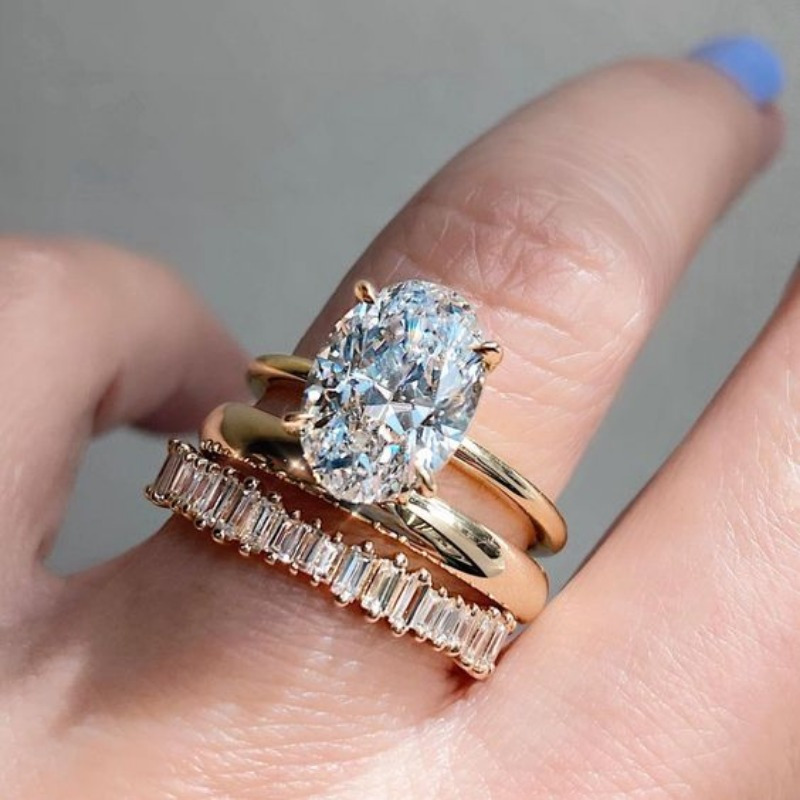 3 Elegant Stacked Rings Per Set, Set With Sparkling Artificial Synthetic Zirconia Engagement/wedding Rings, Banquet Decorations, Luxurious Jewelry