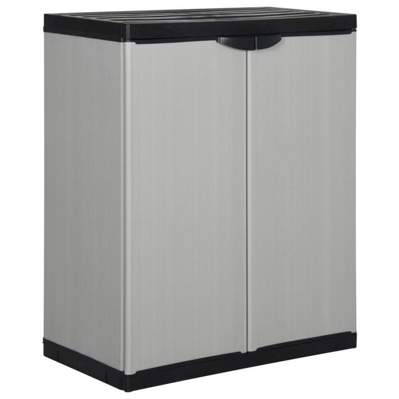 Ograjni shrambni predal z 1 polico in črne barve 68X40X85 cm