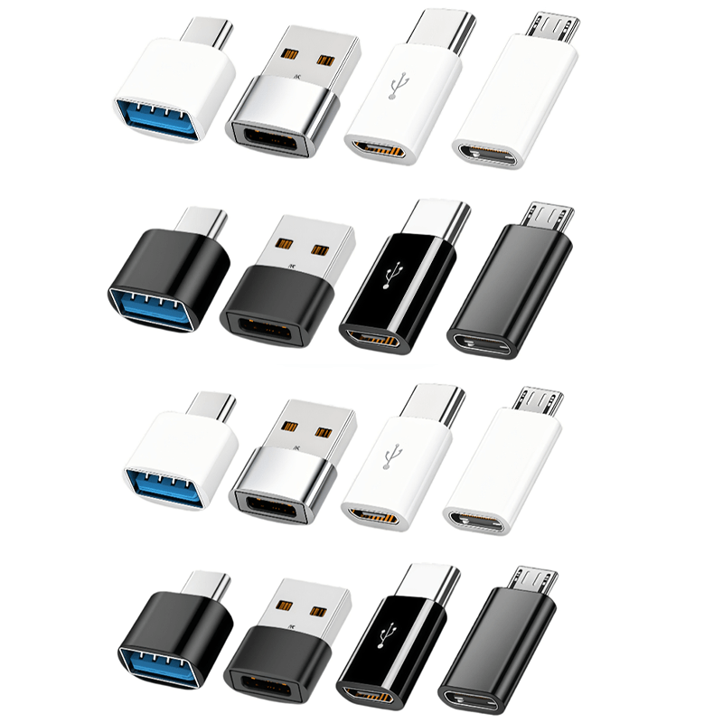 TEMU 16-pack Usb C Male To Usb A Female Adapter Kit, Otg Converter Dongle For Charging And Data Sync, Micro Usb To Type C Connector Compatible With