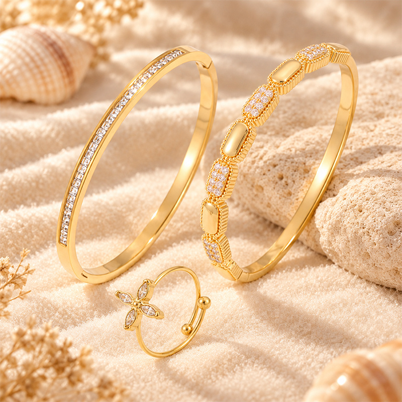 Elegant Retro Matching Jewellery Set with Bangle and Ring