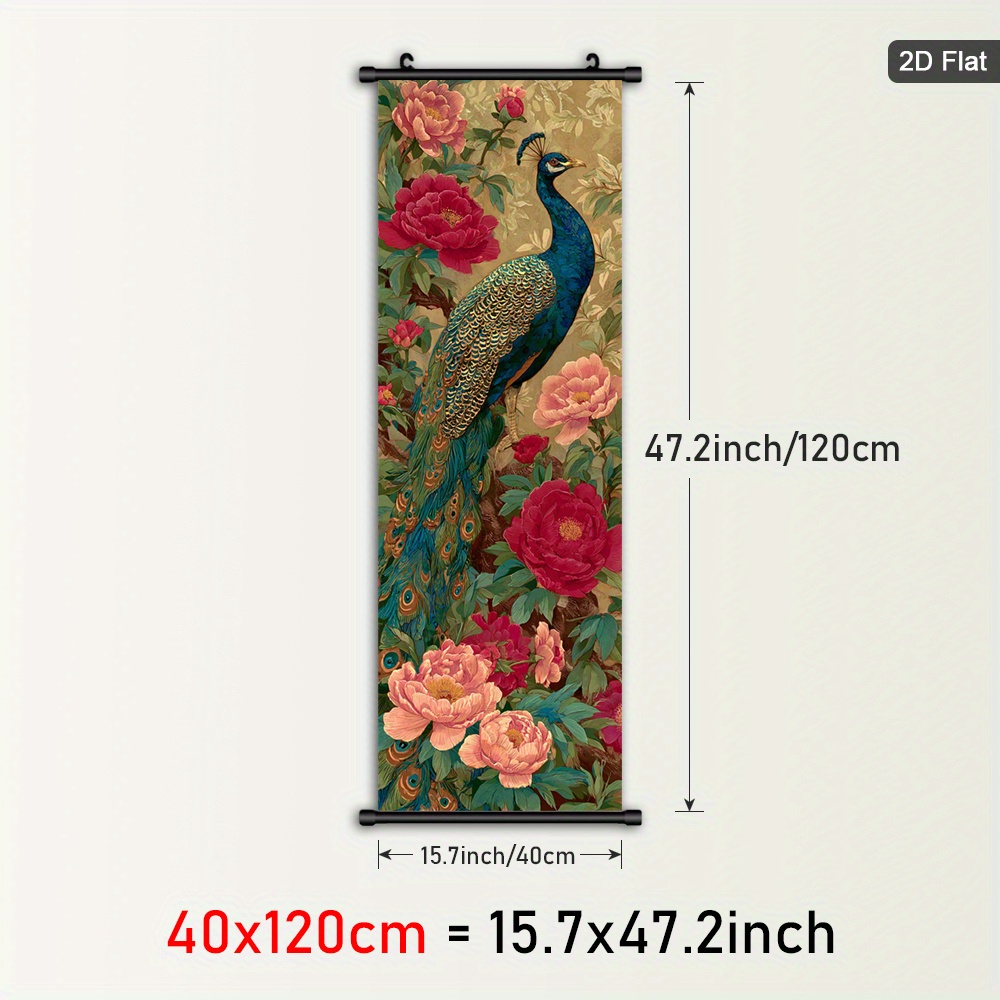 TEMU 1pc Framed Floral Bloom Plastic Hanging Painting, Pearooster Wall Art, Nature Majesty Scrolls Painting Poster, Vintage Home Decor, Posters