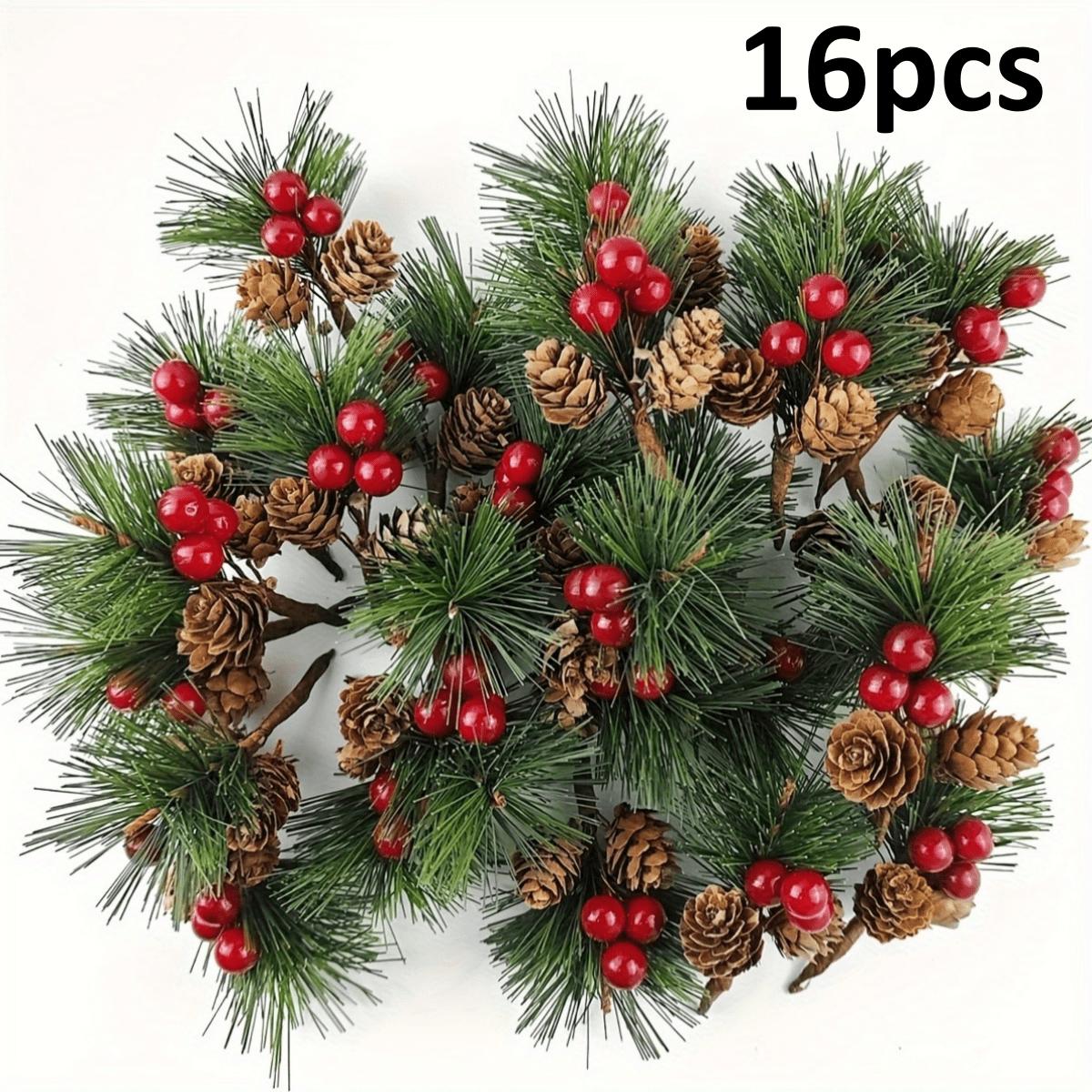 TEMU Set da 16 decorazioni a forma di pigna simulata, con marroni realistiche e rosse - Ghirlande , corone, decorazioni per alberi - Decorazioni