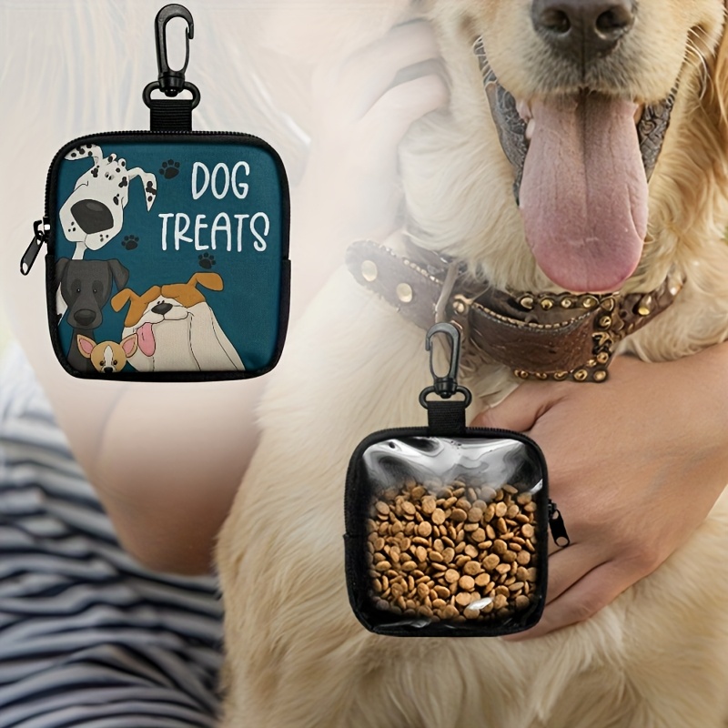 Portable & Essential: Polyester Dog Treat Pouch with Zipper Closure - Ideal for Outdoor Activities and Walks, Colorful Design, Single-Sided Printing, Transparent Side, Dog Walking Accessory | Vibrant and Durable Zipper Seal
