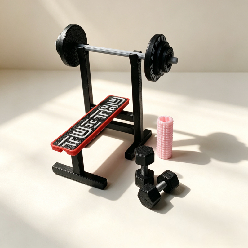 TEMU 1 Set Of Miniature Simulation (including 1 Bench Press Barbell, 2 Small Barbells, And 1 Foam Shaft) Is Suitable For Model House Dwarf Mini Theme
