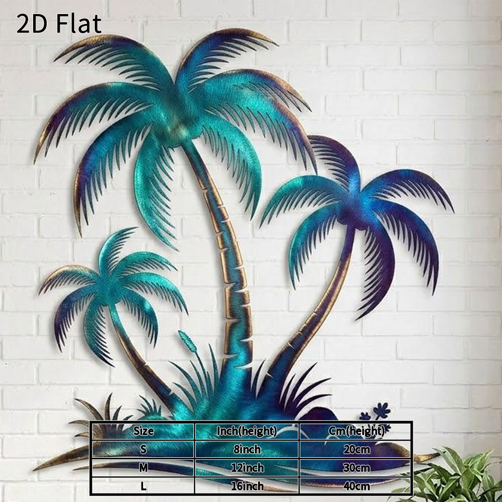 TEMU 2d Flat, 1pc Tree Metal Wall Art 2d Flat Decorative Sign Durable Waterproof Metal Decor For Room Patio Beach House Warming Gift Stylish Coastal