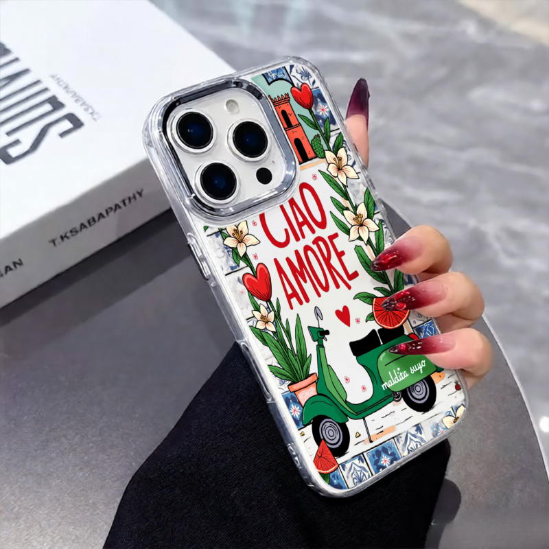 Ciao Amore Handyhülle Mit Blumenmuster Und Metallrahmen Für Iphone_voghion.com