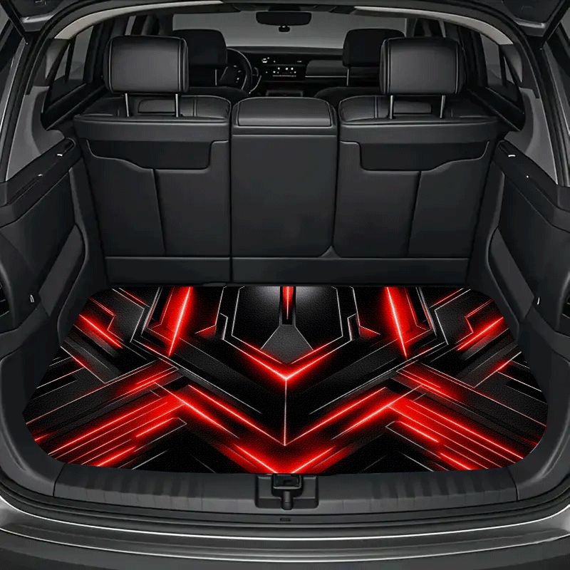 TEMU 10 Colors -color Geometric Pattern 1pc Neon Futuristic Car Trunk Mat, , Suitable For Sedans And Suvs, Durable, Easy To Clean, , Keep Car Clean,