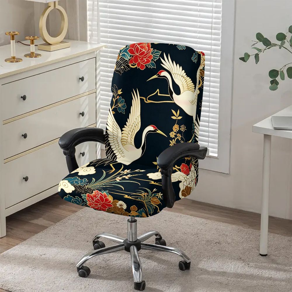 TEMU 1pc Black And Office Chair Cover, Fabric With Elastic Detachable And Machine Washable Chair Cover. Suitable For Office, Bedroom And Game Chair