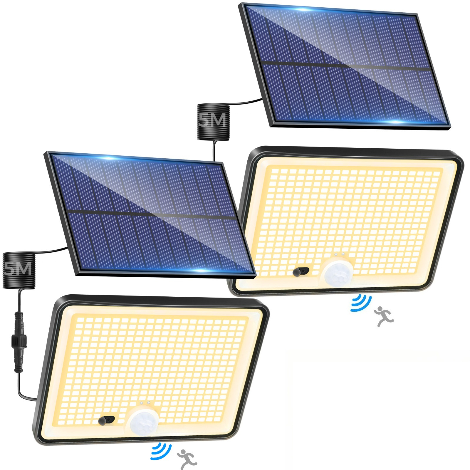 TEMU 1/2 Pack Of Outdoor Solar Lights, 342 Led Solar Security Lights Outdoor Sports Sensor, 3 Modes Ip65 Garden Lights Solar Pir Flood Lights For