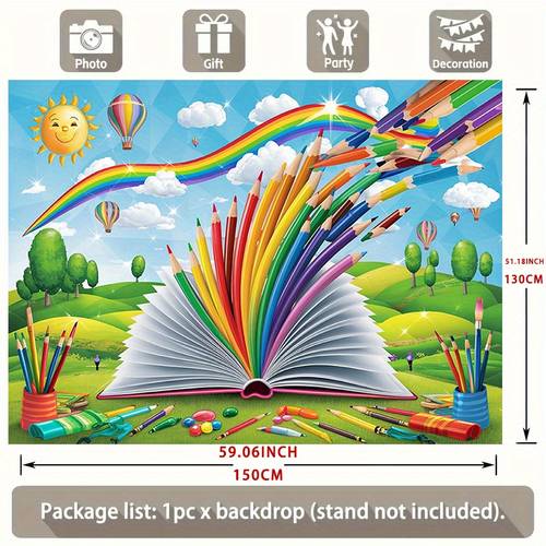 2d flat 2d flat banner 1 back to school themed party banner suitable for backdrop decoration and photo props made of used for and wall decor as well as party backdrops supplies or gifts 2d flat