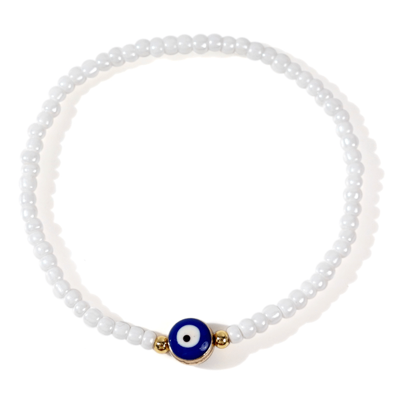 TEMU 1pc Women's Fashion Bracelet, Copper Bead Blue Eye Bead Bracelet, Bohemian Vintage Style - Attracts Wealth, , And - Perfect Jewelry Gift For Men