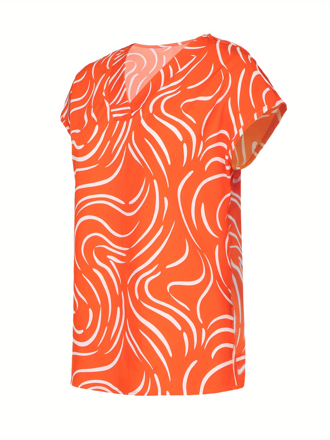   plus size womens v neck printed   sleeveless   orange     1