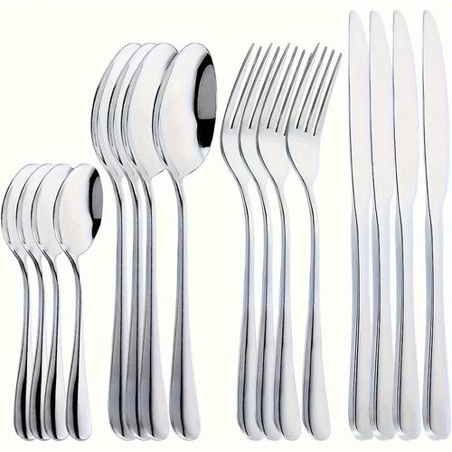 a 16pcs stainless steel tableware set elegant tableware including dinner knife teaspoon polished silverware for christmas halloween easter hanukkah thanksgiving is dishwasher safe